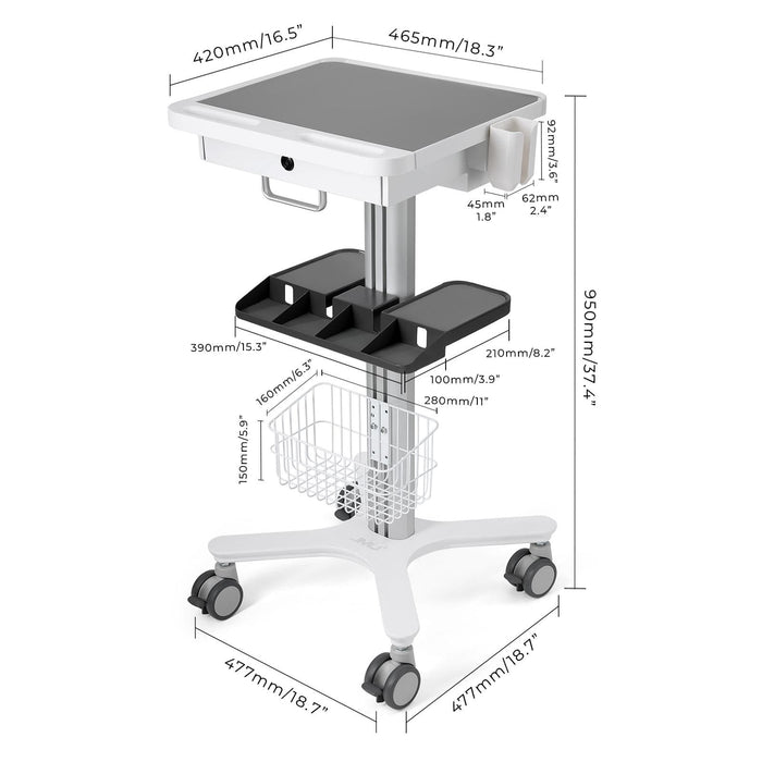 JMU Dental Multi-Function Trolley Cart Standard Model - JMU DENTAL INC
