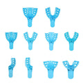 JMU Dental Disposable Dental Impression Trays Blue Perforated ABS 12Pcs/Bag