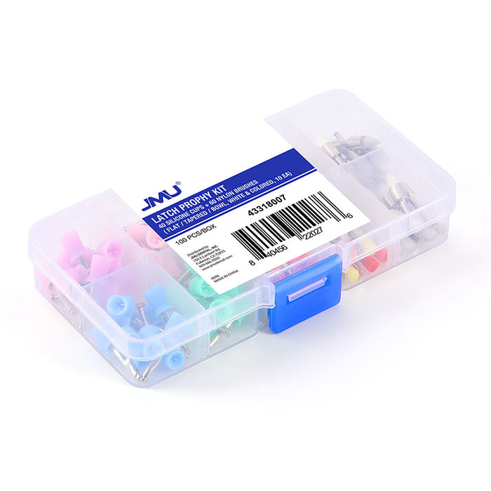 JMU Dental Latch Prophy Brushes Nylon Firm & Soft, Flat/Sharp/Bowl, 144/Box