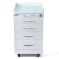 Stainless steel four-drawer cart with tempered glass countertop and silent casters - JMU DENTAL INC