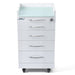 Stainless steel four-drawer cart with tempered glass countertop and silent casters - JMU DENTAL INC
