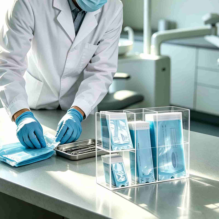 JMU Dental sterilization pouch dispenser in a dental office - JMU DENTAL INC