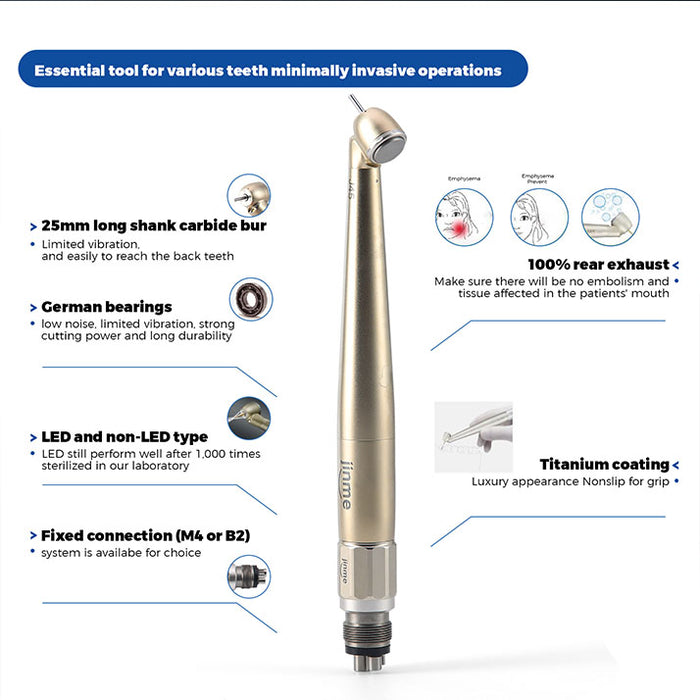 Jinme J45 LED High Speed Air Turbine Handpiece w/ Generator 4-Hole Push Button
