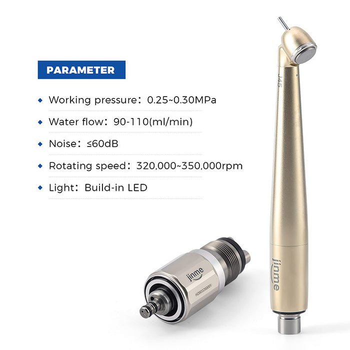 Jinme J45 LED High Speed Air Turbine Handpiece w/ Generator 4-Hole Push Button
