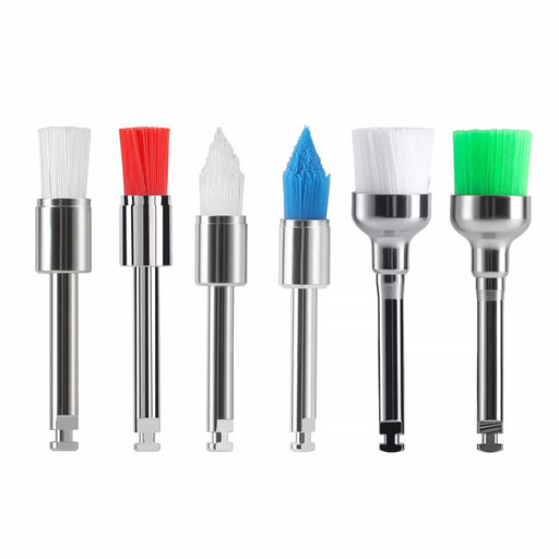 Latch prophy brushes with nylon firm and soft bristles in flat, sharp, and bowl shapes, 144 pieces per box - JMU DENTAL INC