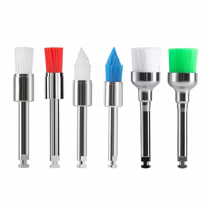 Latch prophy brushes with nylon firm and soft bristles in flat, sharp, and bowl shapes, 144 pieces per box - JMU DENTAL INC