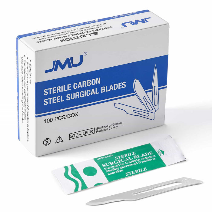 Sterile surgical blades made of carbon steel, individually wrapped, 100 pcs per box - JMU DENTAL INC