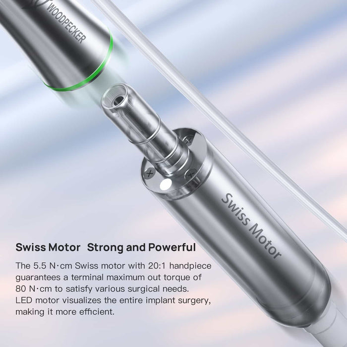 Woodpecker Implant Air Motor w/ 20:1 LED Fiber Optic Contra Angle - JMU DENTAL INC