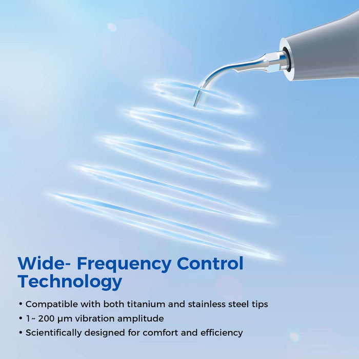 Woodpecker UDS-T LED ultrasonic scaler featuring wide-frequency control technology for precise and stable ultrasonic scaling performance - JMU DENTAL INC