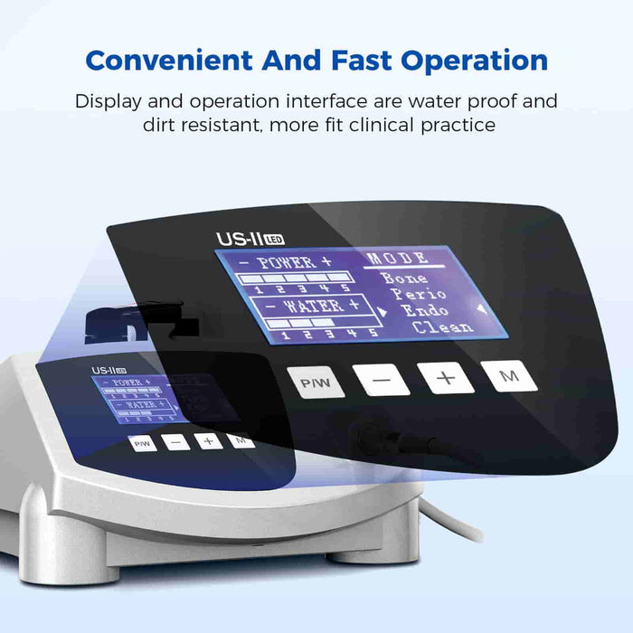Woodpecker US-II LED ultrasonic piezo surgery unit with waterproof and dust-resistant control panel interface - JMU Dental INC