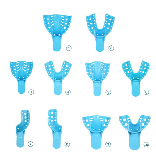 JMU Disposable Dental Impression Trays Blue Perforated 12Pcs/Bag - JMU DENTAL INC
