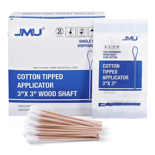 JMU Disposable Cotton Swab Tipped Applicator 3" 1000Pcs/Box - JMU DENTAL INC